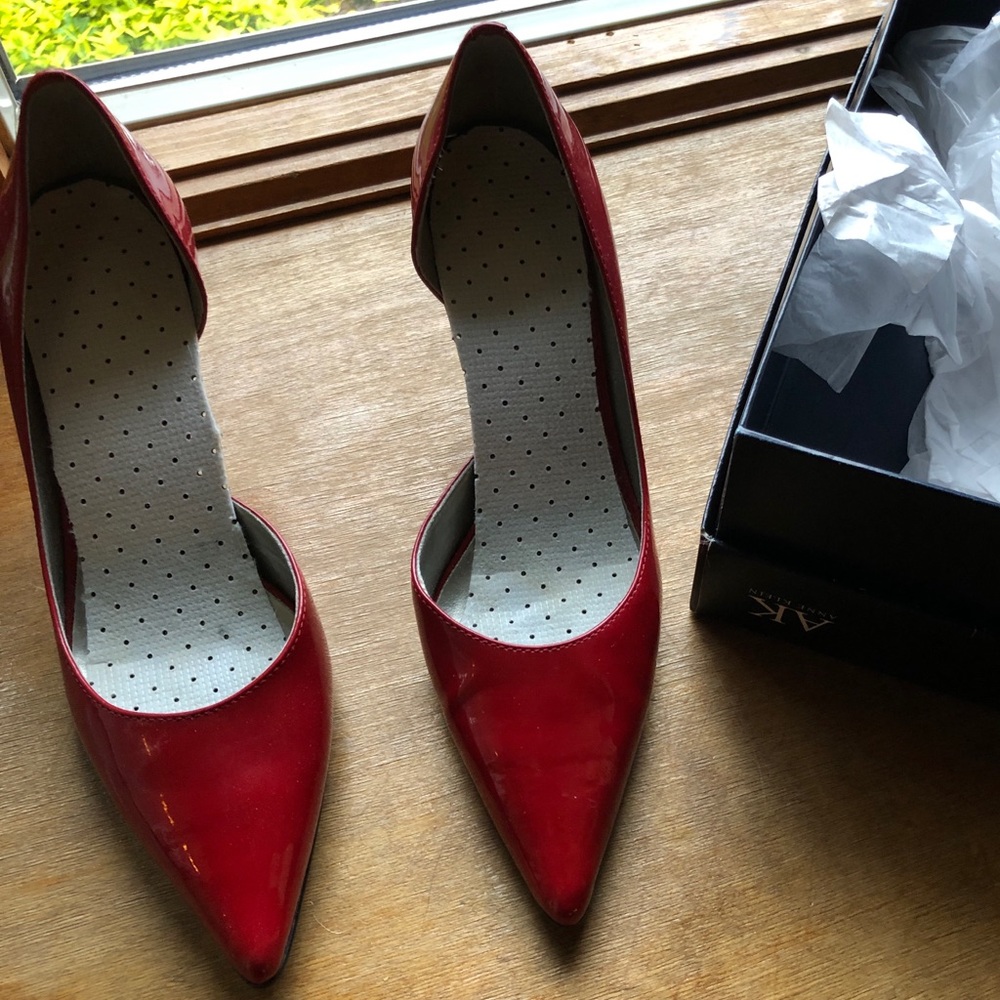 Red patent leather heels